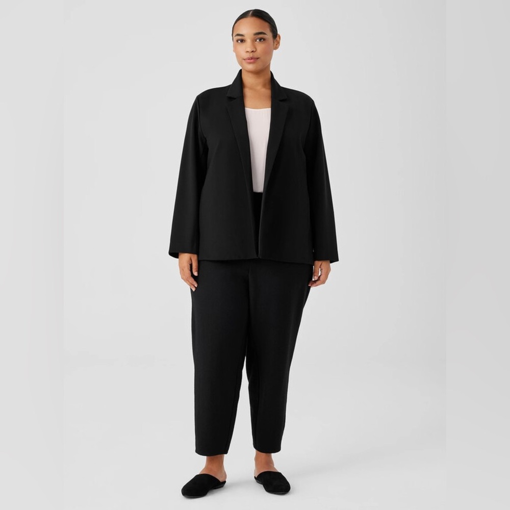 NWT Eileen Fisher Washable Flex Ponte Notch Collar Blazer in Black